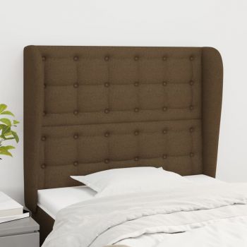 vidaXL Tăblie de pat cu aripioare maro închis 103x23x118/128 cm textil