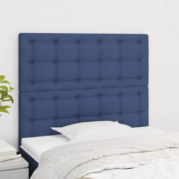 vidaXL Tăblii de pat, 2 buc, albastru, 100x5x78/88 cm, textil