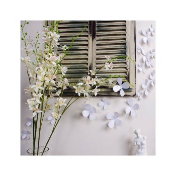 Set 12 autocolante adezive 3D Ambiance Flowers, alb