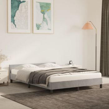 vidaXL Cadru de pat cu tăblie, gri deschis, 140x200 cm, catifea