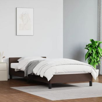 vidaXL Cadru de pat cu tăblie, maro, 100x200 cm, piele ecologică