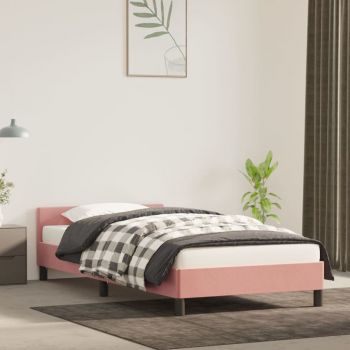 vidaXL Cadru de pat cu tăblie, roz, 90x200 cm, catifea