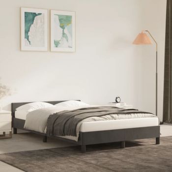 vidaXL Cadru de pat cu tăblie, gri închis, 120x200 cm, catifea