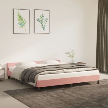 vidaXL Cadru de pat cu tăblie, roz, 180x200 cm, catifea