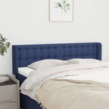 vidaXL Tăblie de pat cu aripioare, albastru, 147x16x78/88 cm textil