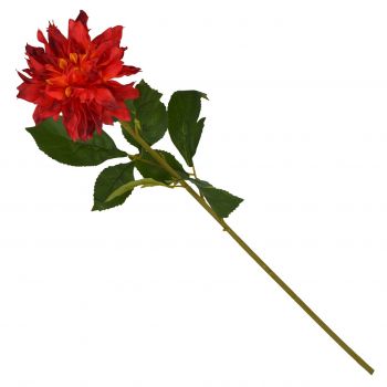 Floare artificiala, Dahlia, 78 cm, plastic/poliester, verde/portocaliu