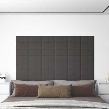 vidaXL Panouri de perete 12 buc. gri închis 30x15 cm textil 0,54 m²