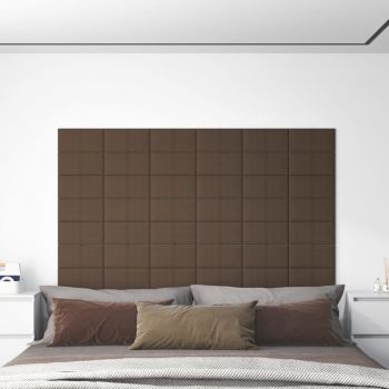 vidaXL Panouri de perete, 12 buc., maro, 30x15 cm, textil, 0,54 m²