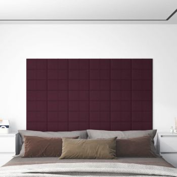 vidaXL Panouri de perete 12 buc. violet 30x15 cm textil 0,54 m²