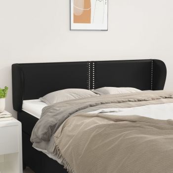 vidaXL Tăblie de pat cu aripioare negru 147x23x78/88cm piele ecologică