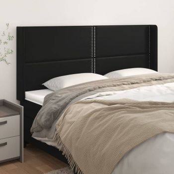 vidaXL Tăblie de pat cu aripioare, negru, 163x16x118/128 cm, piele eco