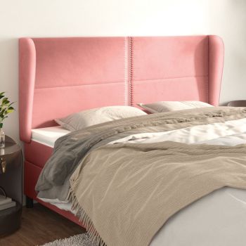 vidaXL Tăblie de pat cu aripioare, roz, 203x23x118/128 cm, catifea