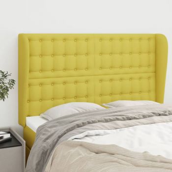 vidaXL Tăblie de pat cu aripioare, verde, 147x23x118/128 cm, textil