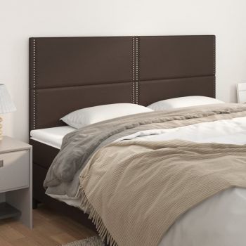 vidaXL Tăblii de pat, 4 buc, maro, 80x5x78/88 cm, piele ecologică