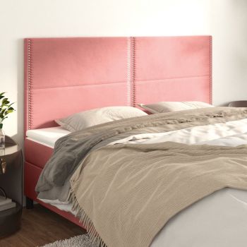 vidaXL Tăblii de pat, 4 buc, roz, 100x5x78/88 cm, catifea