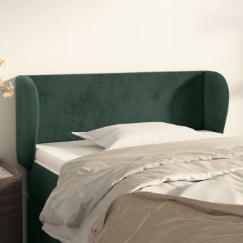 vidaXL Tăblie de pat cu aripioare verde închis 83x23x78/88 cm catifea