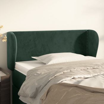 vidaXL Tăblie de pat cu aripioare verde închis 93x23x78/88 cm catifea