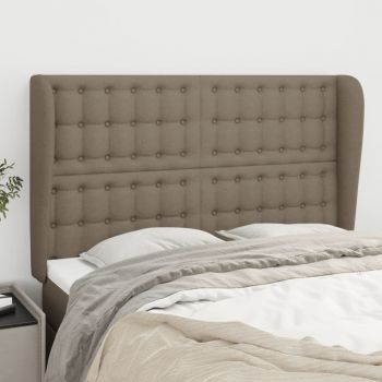vidaXL Tăblie de pat cu aripioare gri taupe 147x23x118/128 cm textil