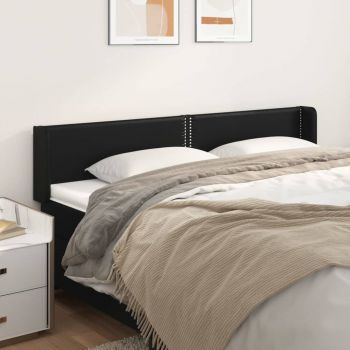vidaXL Tăblie de pat cu aripioare negru 183x16x78/88cm piele ecologică