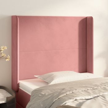 vidaXL Tăblie de pat cu aripioare, roz, 103x16x118/128 cm, catifea