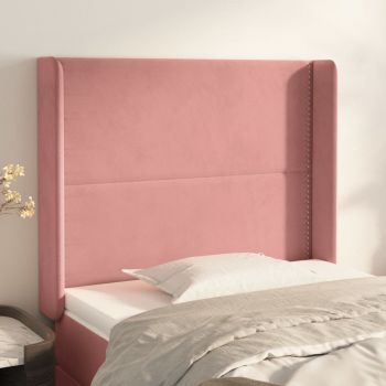 vidaXL Tăblie de pat cu aripioare, roz, 103x16x118/128 cm, catifea