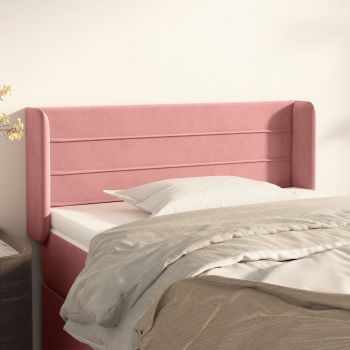 vidaXL Tăblie de pat cu aripioare roz 103x16x78/88 cm catifea