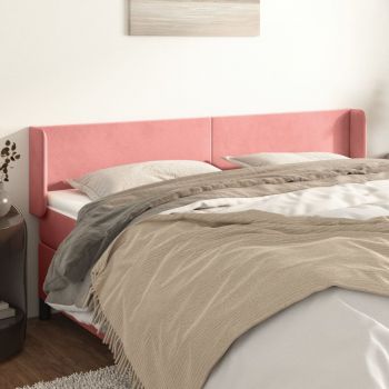 vidaXL Tăblie de pat cu aripioare roz 203x16x78/88 cm catifea