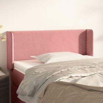 vidaXL Tăblie de pat cu aripioare roz 83x16x78/88 cm catifea