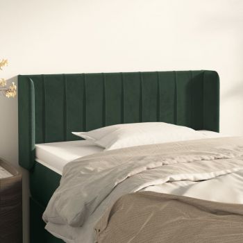 vidaXL Tăblie de pat cu aripioare verde închis 103x16x78/88 cm catifea