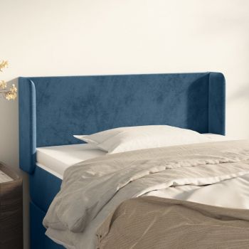 vidaXL Tăblie pat cu aripioare albastru închis 103x16x78/88 cm catifea