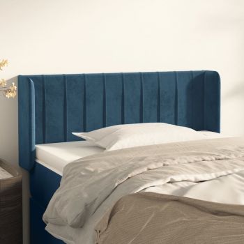 vidaXL Tăblie pat cu aripioare albastru închis 93x16x78/88 cm catifea
