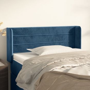 vidaXL Tăblie pat cu aripioare albastru închis 93x16x78/88 cm catifea