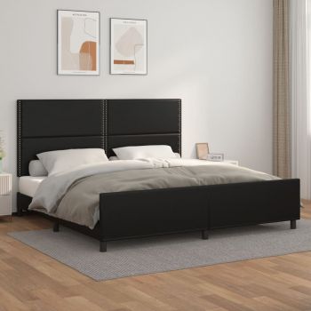 vidaXL Cadru de pat cu tăblie, negru, 200x200 cm, piele ecologică