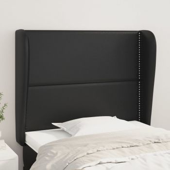 vidaXL Tăblie de pat cu aripioare, negru, 103x23x118/128 cm, piele eco
