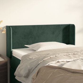 vidaXL Tăblie pat cu aripioare verde închis 83x16x78/88 cm catifea
