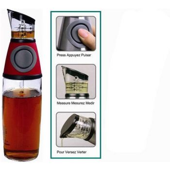 Dispenser din sticla cu gradatii pentru ulei si otet,Press and Measure 500 ml