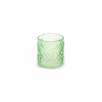 Suport candela lumanare IN VETRO, verde transparent, 8x9 cm
