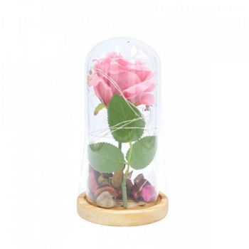 Trandafir artificial in cupola de sticla, cu led