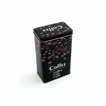 Cutie pentru cafea cu capac COFFEE TIME, metal, negru, 9,5x6x16 cm