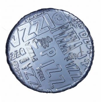 Farfurie pentru pizza Brandani, 34 cm, sticla, albastru inchis