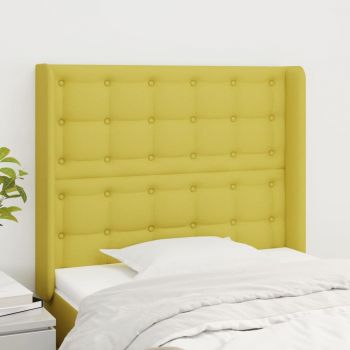 vidaXL Tăblie de pat cu aripioare, verde, 83x16x118/128 cm, textil