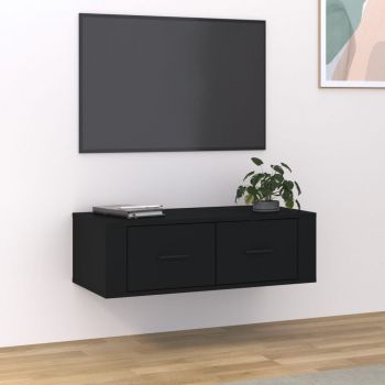 vidaXL Dulap TV suspendat, negru, 80x36x25 cm, lemn compozit
