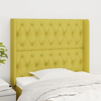 vidaXL Tăblie de pat cu aripioare, verde, 93x16x118/128 cm, textil