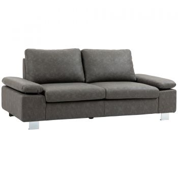 HOMCOM Canapea moderna dubla de lux cu 2 locuri, canapea tapitata cu brate reglabile pentru camera de zi, birou, gri | AOSOM RO ieftina