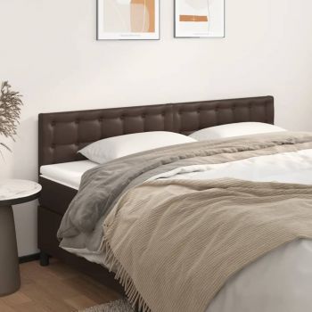 vidaXL Tăblii de pat, 2 buc, maro, 80x5x78/88 cm, piele ecologică