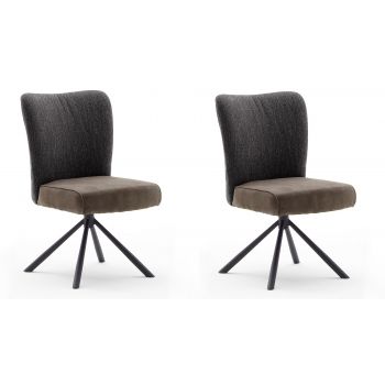 Set 2 scaune rotative tapitate cu stofa si picioare metalice, Santiago A, Antracit / Negru, l53xA64xH91 cm