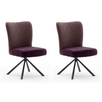Set 2 scaune rotative tapitate cu stofa si picioare metalice, Santiago A, Burgundy / Negru, l53xA64xH91 cm