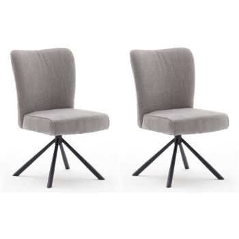 Set 2 scaune rotative tapitate cu stofa si picioare metalice, Santiago A, Gri / Negru, l53xA64xH91 cm