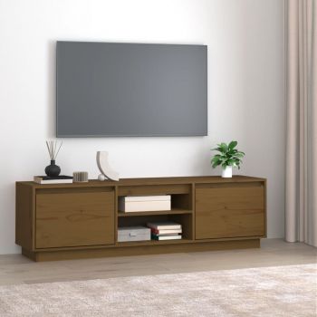 vidaXL Comodă TV, maro miere, 140x35x40 cm, lemn masiv de pin