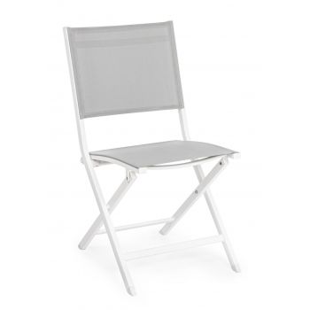 Scaun pliabil pentru gradina Elin, Bizzotto, 47x57x88 cm, aluminiu/textilena, alb